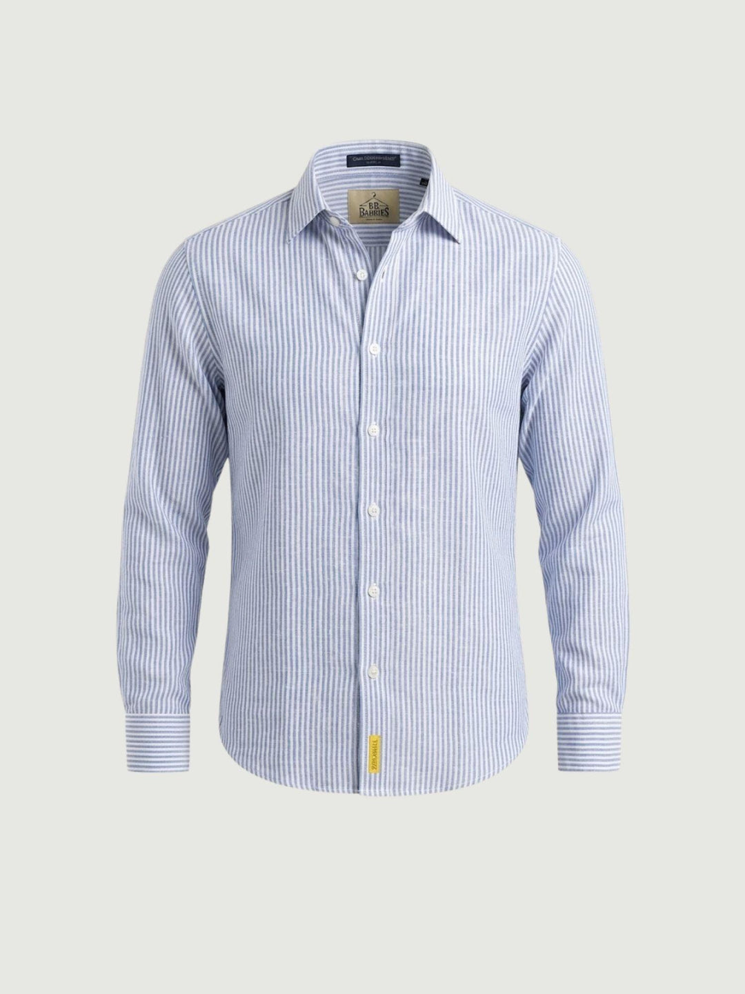 Camicia Bradford in lino azzurro a righe bianche BRADFORD/B16020 03 BAGGIES 