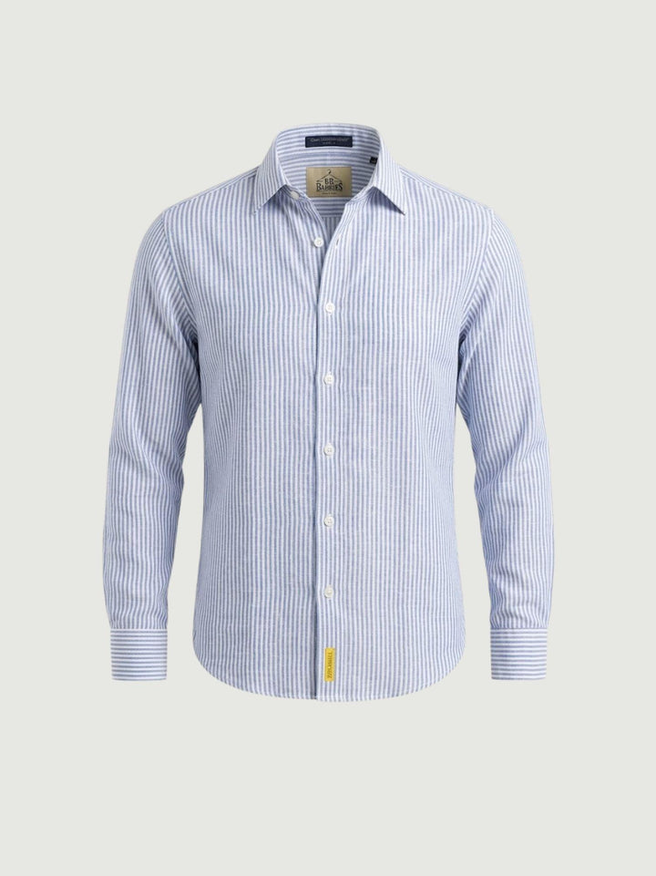 Camicia Bradford in lino azzurro a righe bianche BRADFORD/B16020 03 BAGGIES 