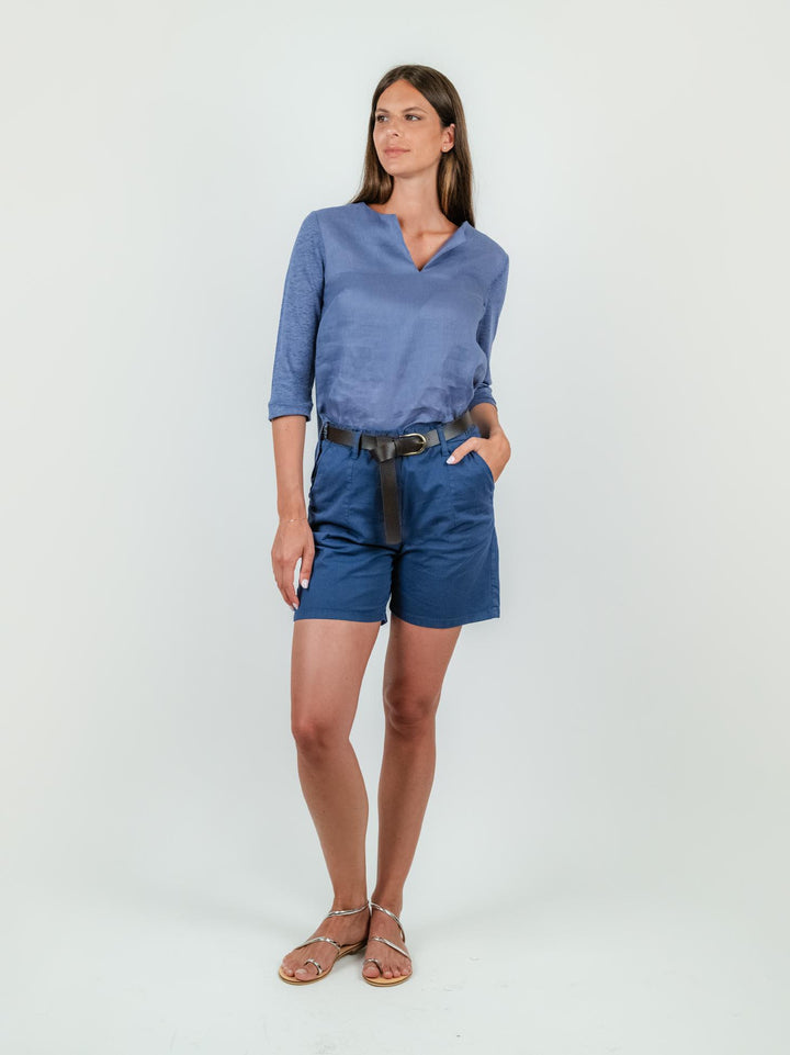 Bermuda in cotone blu con cintura 81007CG DENIM ANDREA MORANDO 