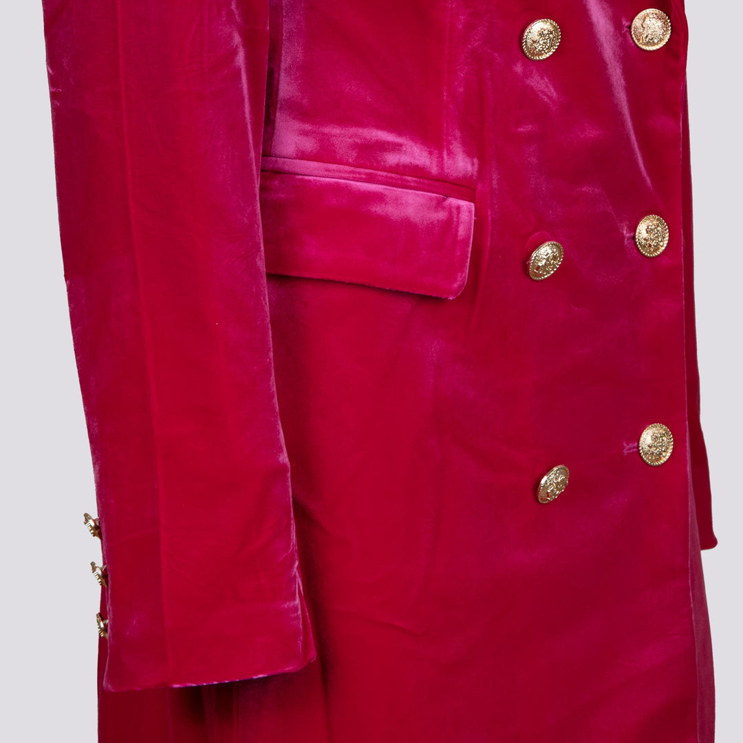 Cappottino doppiopetto in velluto fucsia V2020 FUCSIA ANDREA MORANDO 