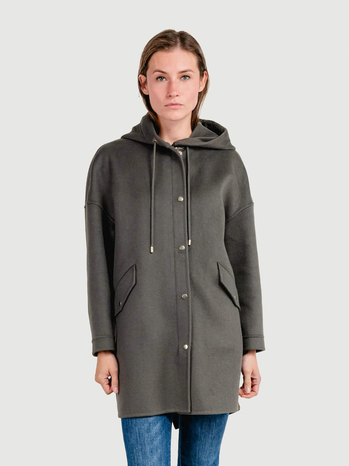 CAPPOTTO PARKA MICHELLE IN LANA VERDE MICHELLE GREEN ANDREA MORANDO 