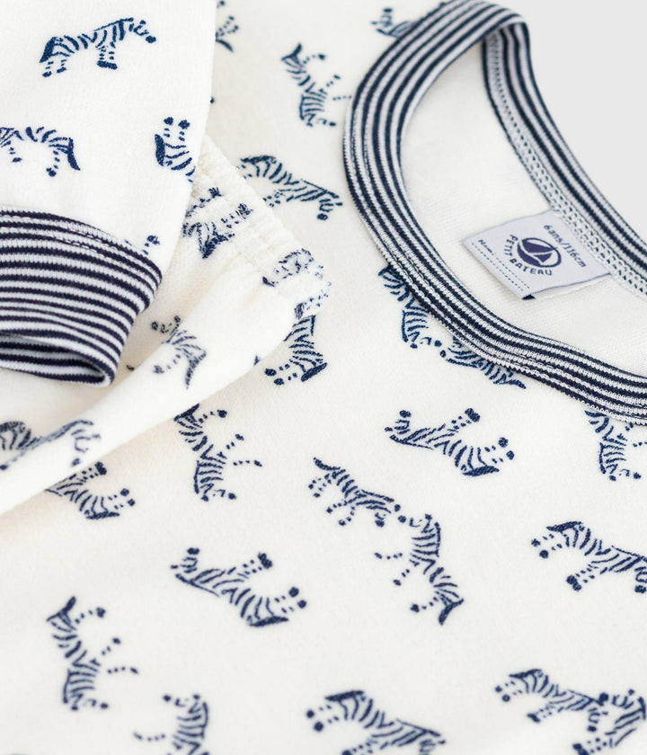 Pigiama in ciniglia con zebre stampate bambino A0DRZ 01 PETIT BATEAU 