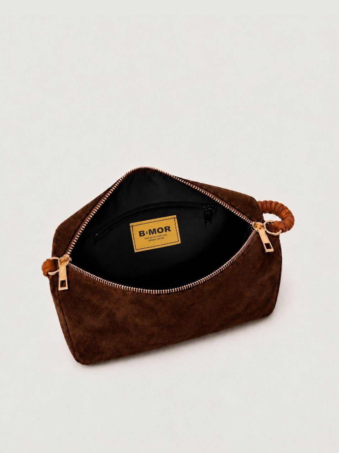 Borsa a spalla Cube in pelle scamosciata marrone CUBE MARRONE BIMOR 