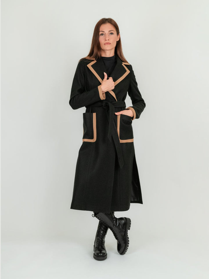 CAPPOTTO NERO CON PROFILI CAMMELLO 9775RO NERO/CAMMELLO ANDREA MORANDO 