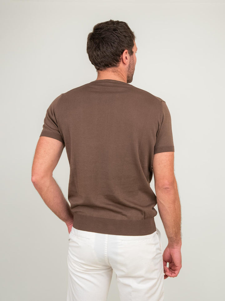T-SHIRT GIROCOLLO IN COTONE COLOR TABACCO VITTI TABACCO ANDREA MORANDO 