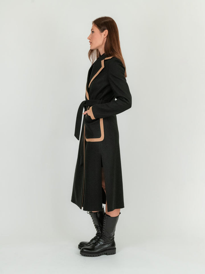 CAPPOTTO NERO CON PROFILI CAMMELLO 9775RO NERO/CAMMELLO ANDREA MORANDO 