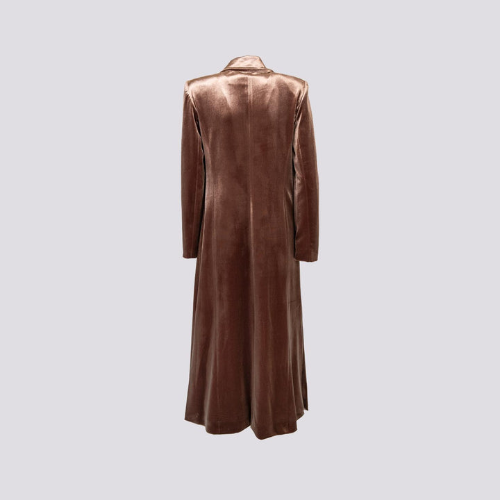 CAPPOTTO DOPPIOPETTO  CON SPACCO LATERALE IN VELLUTO NOCE 2134/2894 75 ANDREA MORANDO 