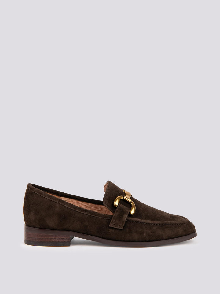 MOCASSINO  CON MORSETTO FRONTALE IN CAMOSCIO MARRONE 572Z30VK MARRON SCURO ANDREA MORANDO 