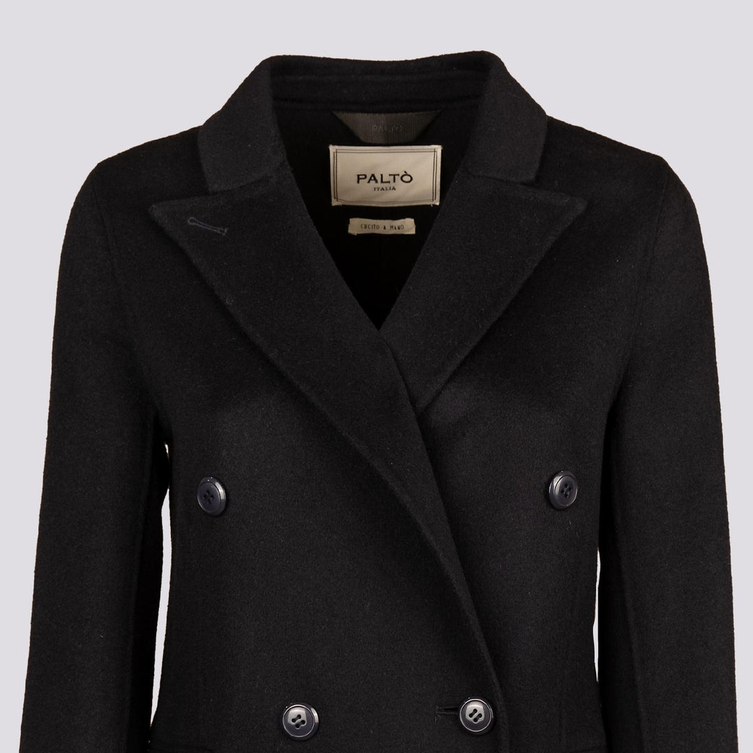 CAPPOTTO DOPPIOPETTO SFODERATO IN MISTO LANA BLU ANNARITA DB 205 PALTÒ 