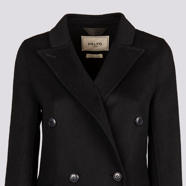 CAPPOTTO DOPPIOPETTO SFODERATO IN MISTO LANA BLU ANNARITA DB 205 PALTÒ 