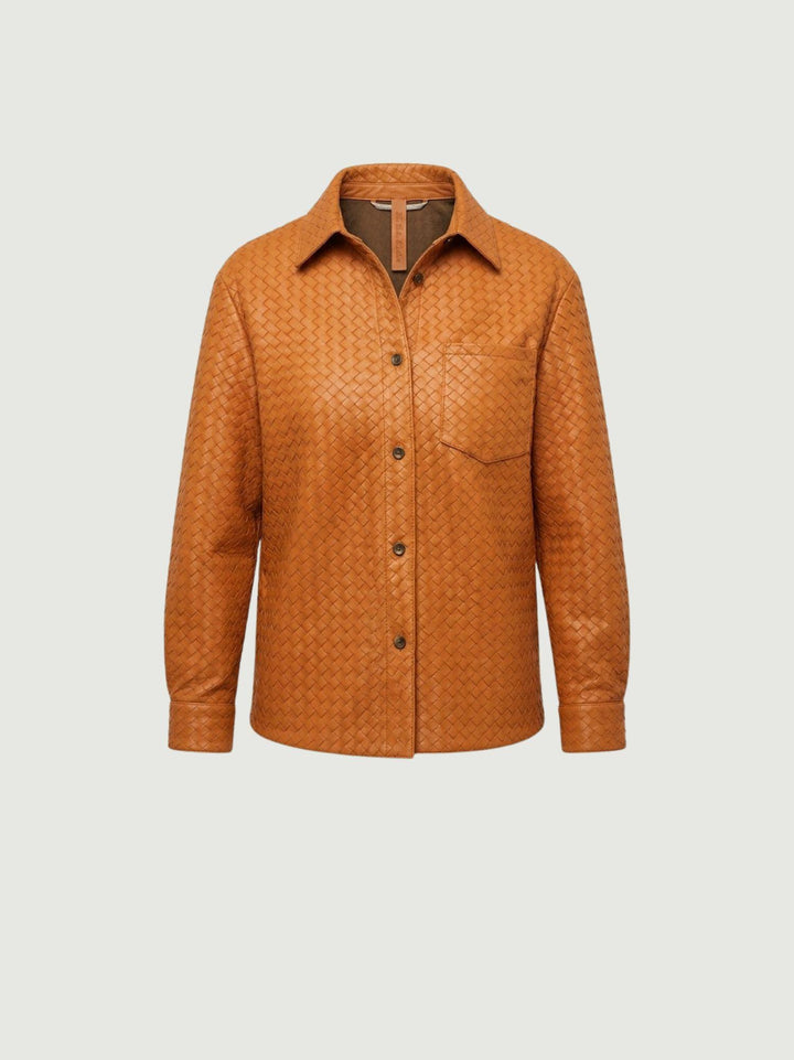Giacca Aurora in pelle intrecciata terracotta AURORA 53 JACK LEATHER 