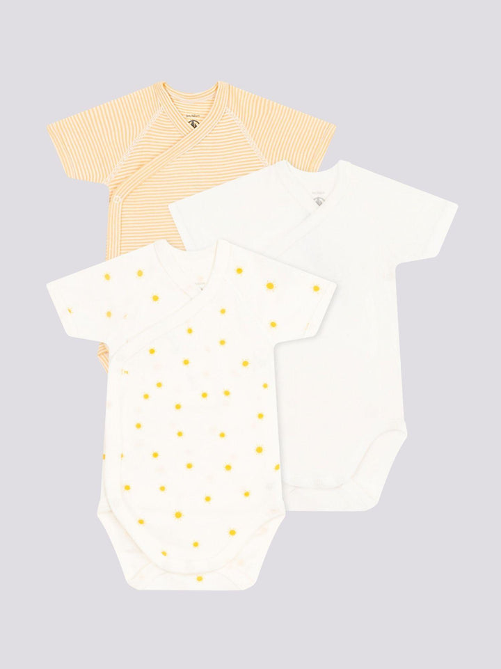 CONFEZIONE DA 3 BODY INCROCIATI IN COTONE BEBÈ A09UQ 98 PETIT BATEAU 