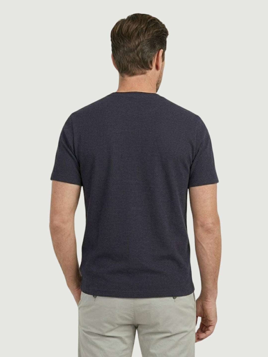 T-shirt girocollo in misto lino navy 6TS035875U NAVY ANDREA MORANDO 
