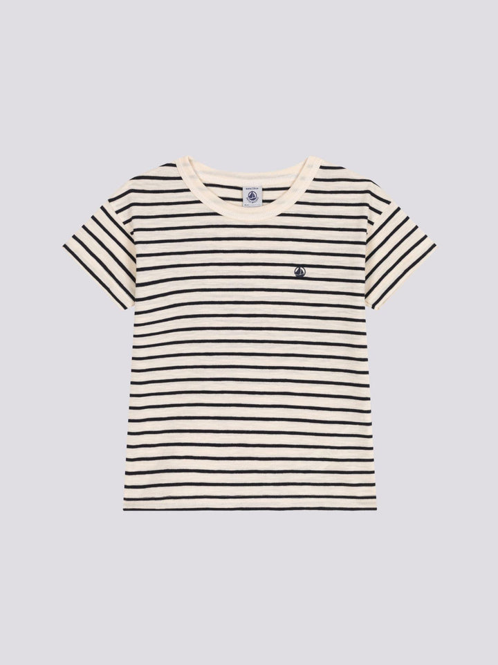 T-SHIRT RIGATA IN JERSEY FIAMMATO BAMBINO A0A22 01 PETIT BATEAU 
