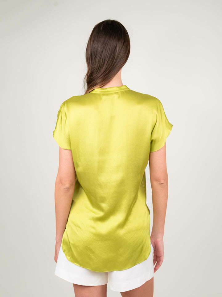 BLUSA A MANICA CORTA IN RASO LIME M9237 LIME ANDREA MORANDO 