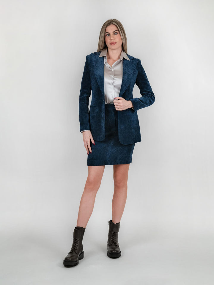 BLAZER VELLUTO BLU A COSTE GIA5455 AVIO ANDREA MORANDO 