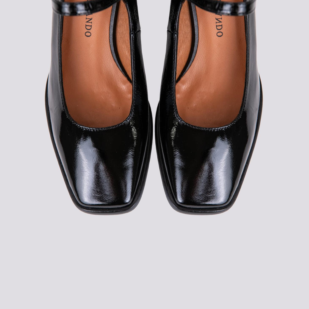 DECOLLETE CON PUNTA SQUADRATA IN VERNICE NERO 23531 VENICE NEGRO ANDREA MORANDO 