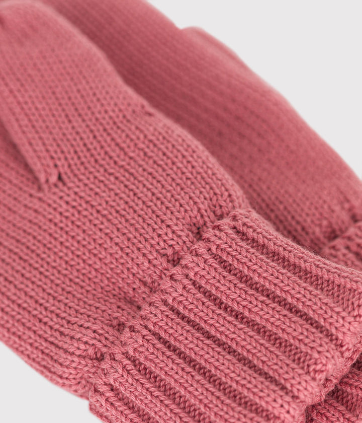 Muffole in maglia rosa con fodera in pile bambino A0B0S 03 PETIT BATEAU 