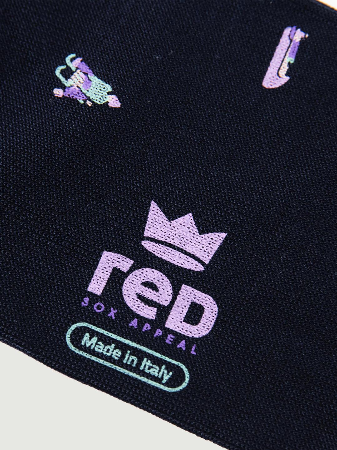 CALZA BLU MOTIVO SLITTINI 62196G BLUETTE RED 