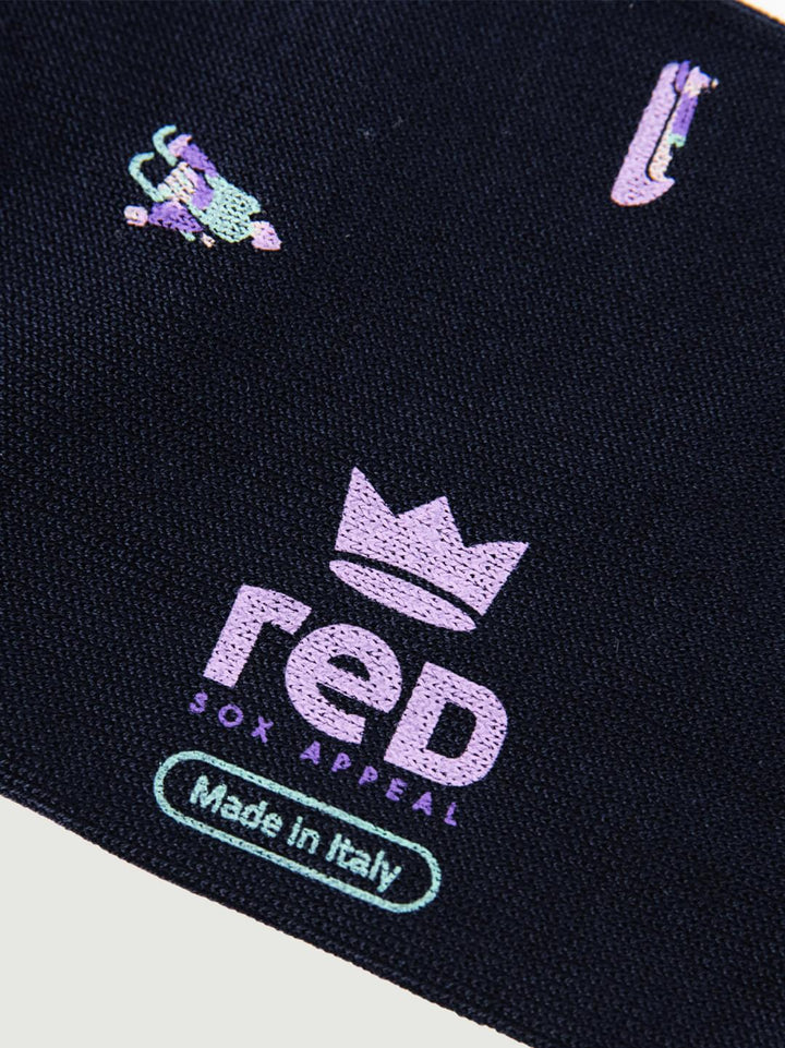 CALZA BLU MOTIVO SLITTINI 62196G BLUETTE RED 