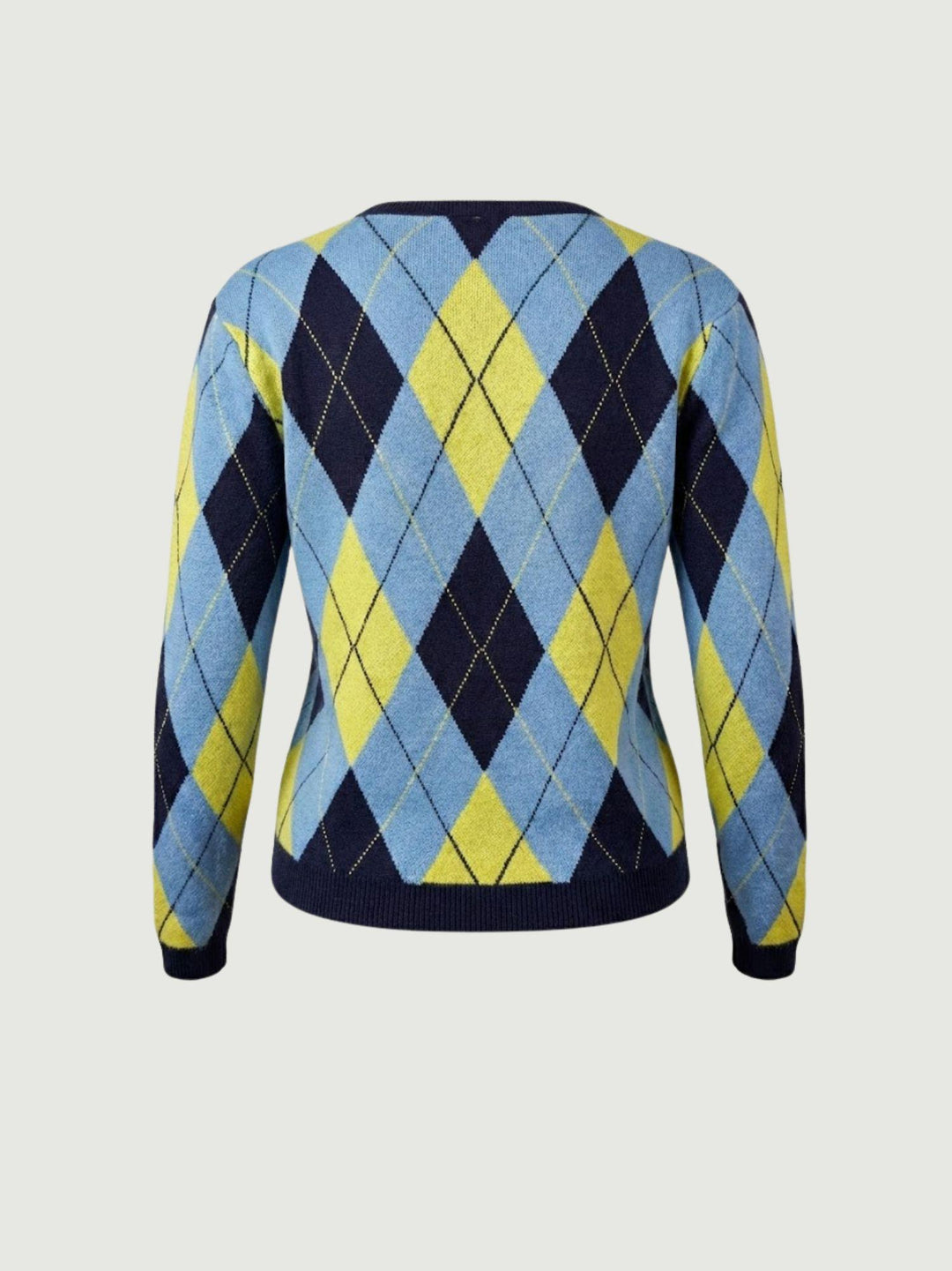 Maglione a rombi navy, azzurro e giallo 26140 BLU/AZZURRO ANDREA MORANDO 