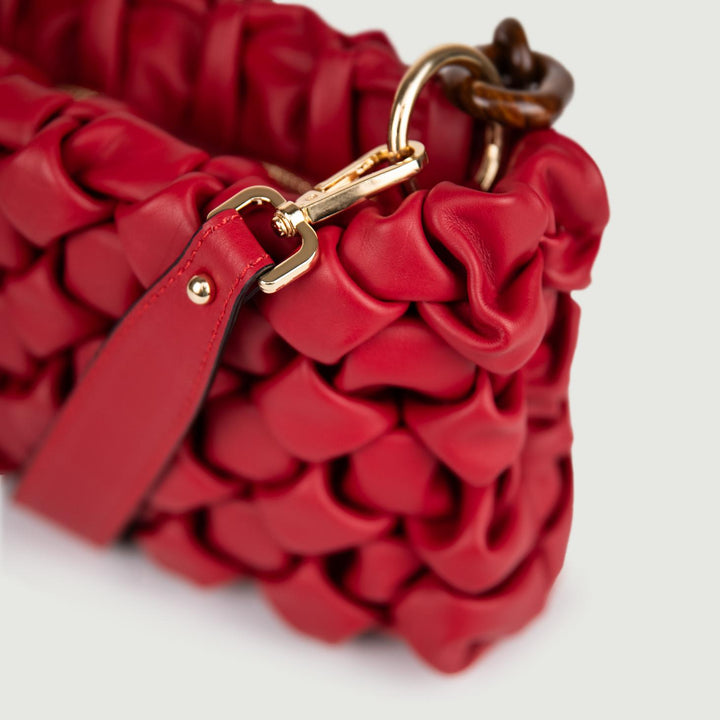 BORSA IN PELLE INTRECCIATA BORDEAUX "CURLY" CURLYNEW BORDEAUX BIMOR 