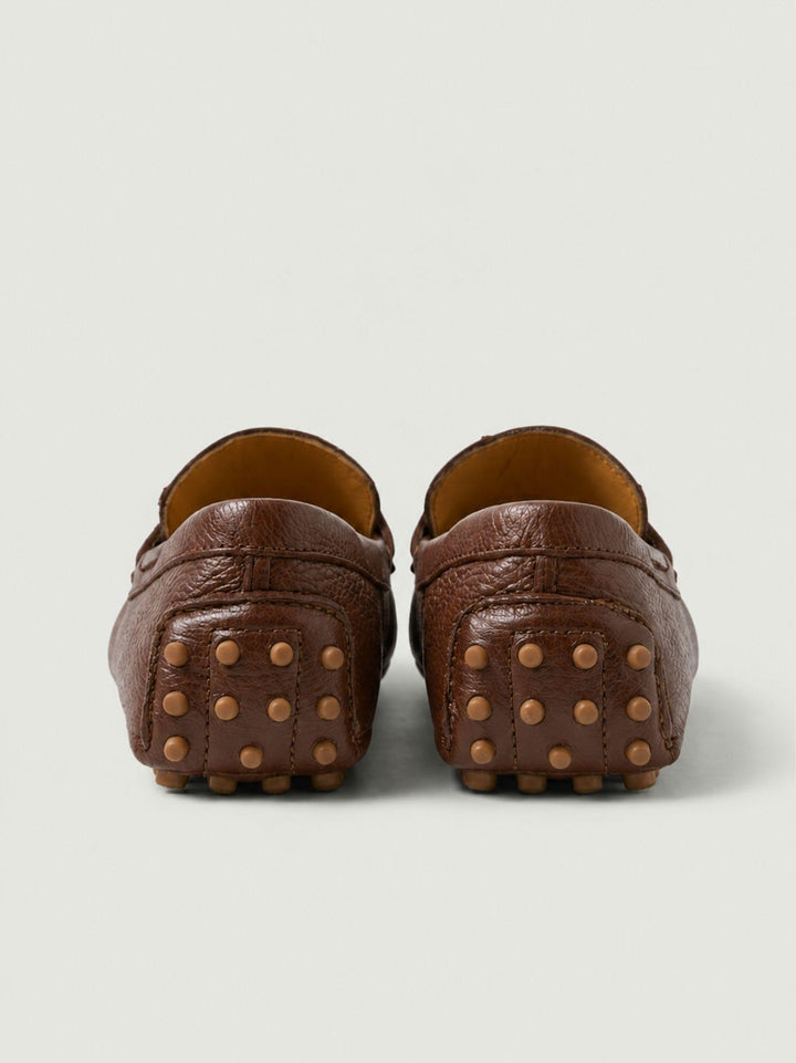 Mocassino gommini in pelle marrone con morsetto bambù D8954 MARRONE ANDREA MORANDO 