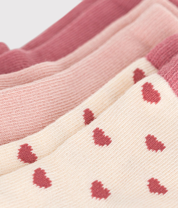 Confezione da 3 paia di calzini a coste in cotone rosa A0B7H 01 PETIT BATEAU 