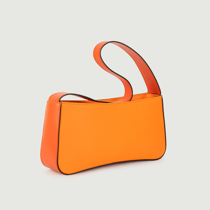 BORSA A SPALLA SEVENTY IN PELLE BICOLORE ARANCIO E MATTONE SEVENTY ARANCIONE BIMOR 