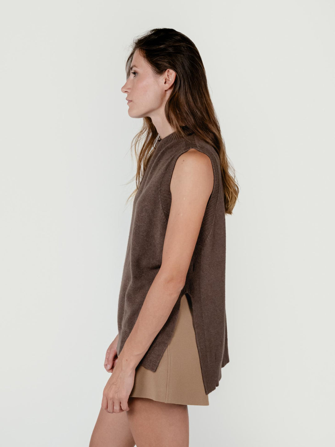 GILET LUNGO IN MAGLIA TABACCO 0570190 0930 BIMOR 