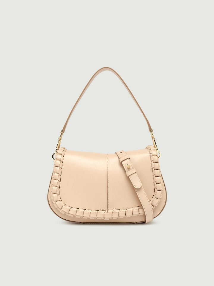 Borsa a spalla Helena Round special in pelle beige BS 10848 PRCK-THR 2971 GIANNI CHIARINI 