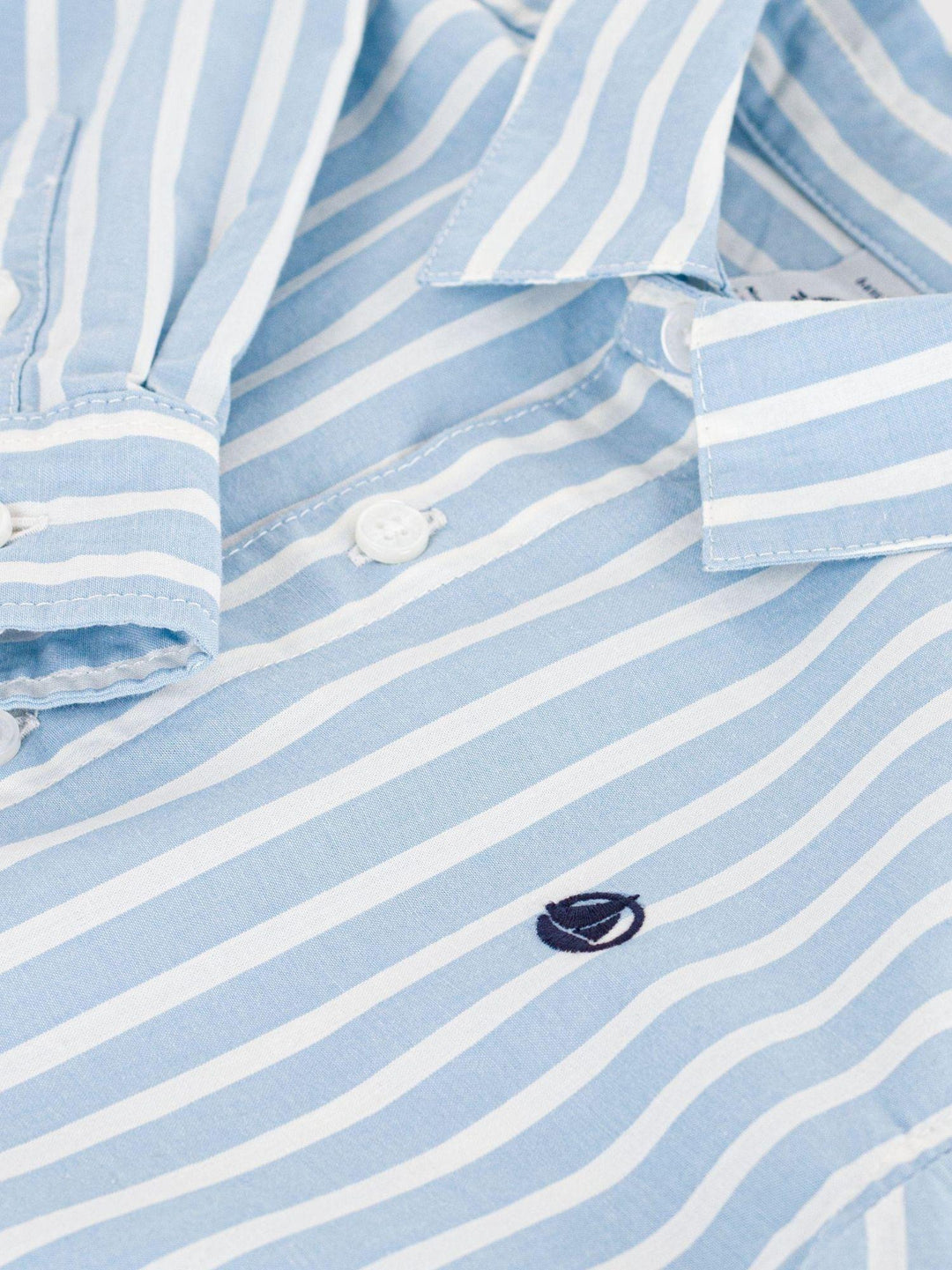 Camicia bambino azzurra a righe in popeline A0F5I 01 PETIT BATEAU 