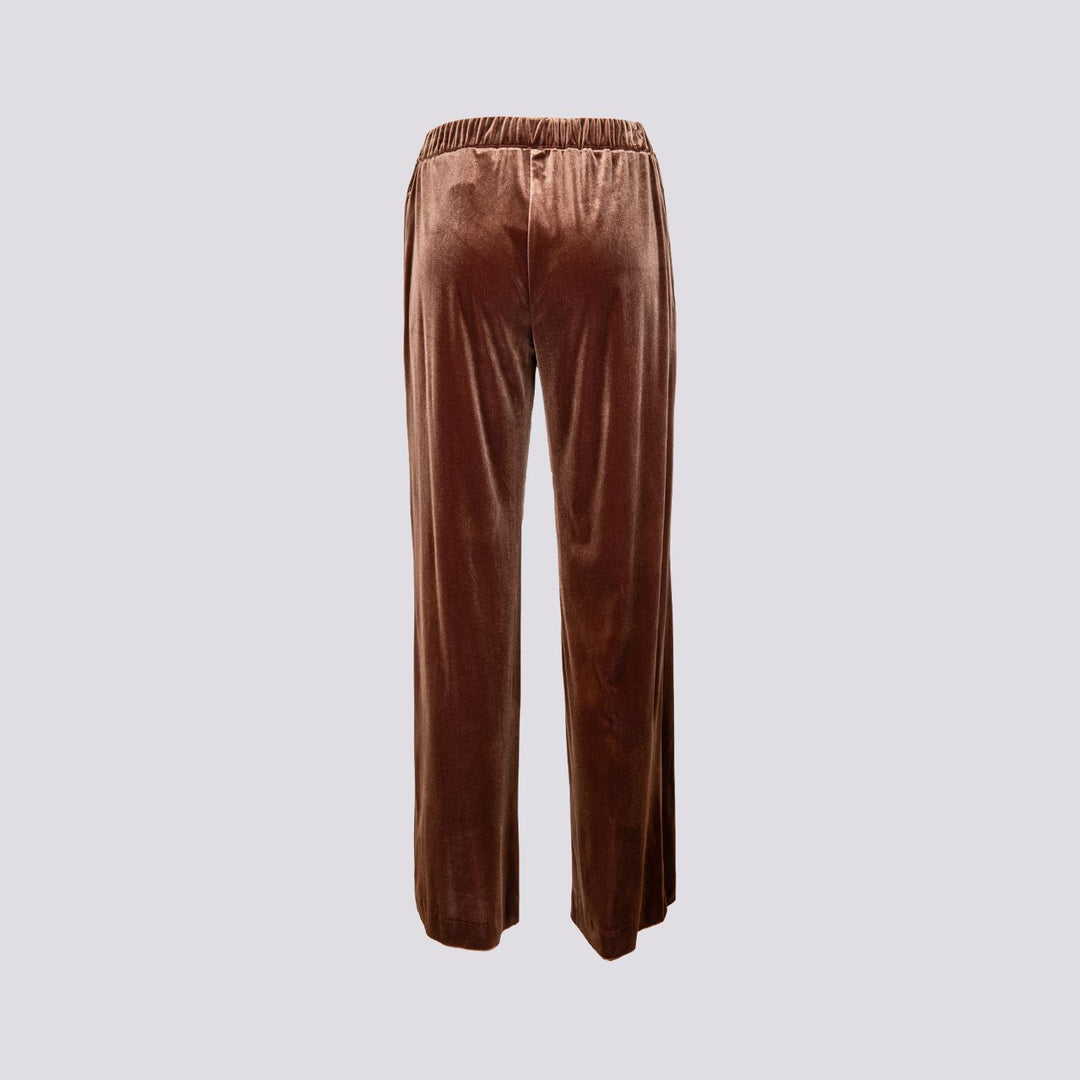 PANTALONE A PALAZZO IN VELLUTO MARRONE 2228/2894 75 ANDREA MORANDO 