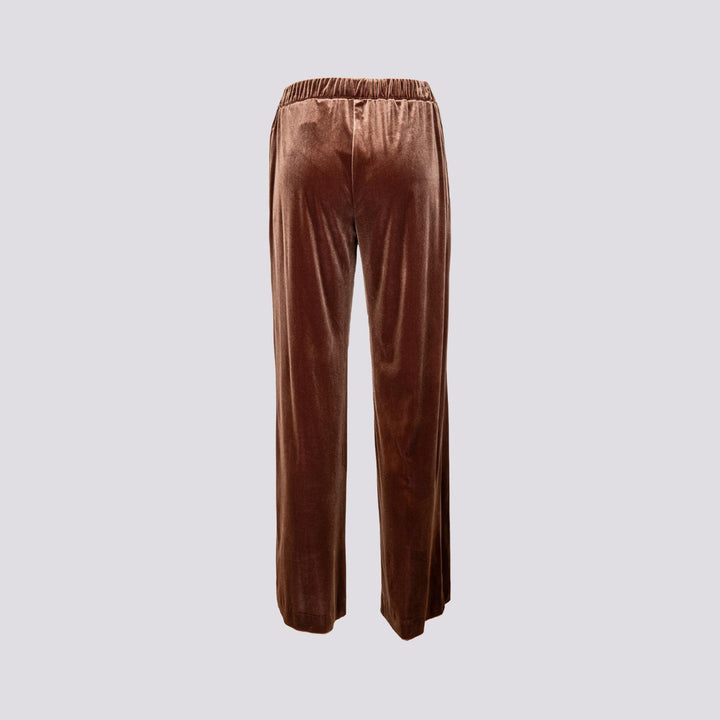 PANTALONE A PALAZZO IN VELLUTO MARRONE 2228/2894 75 ANDREA MORANDO 