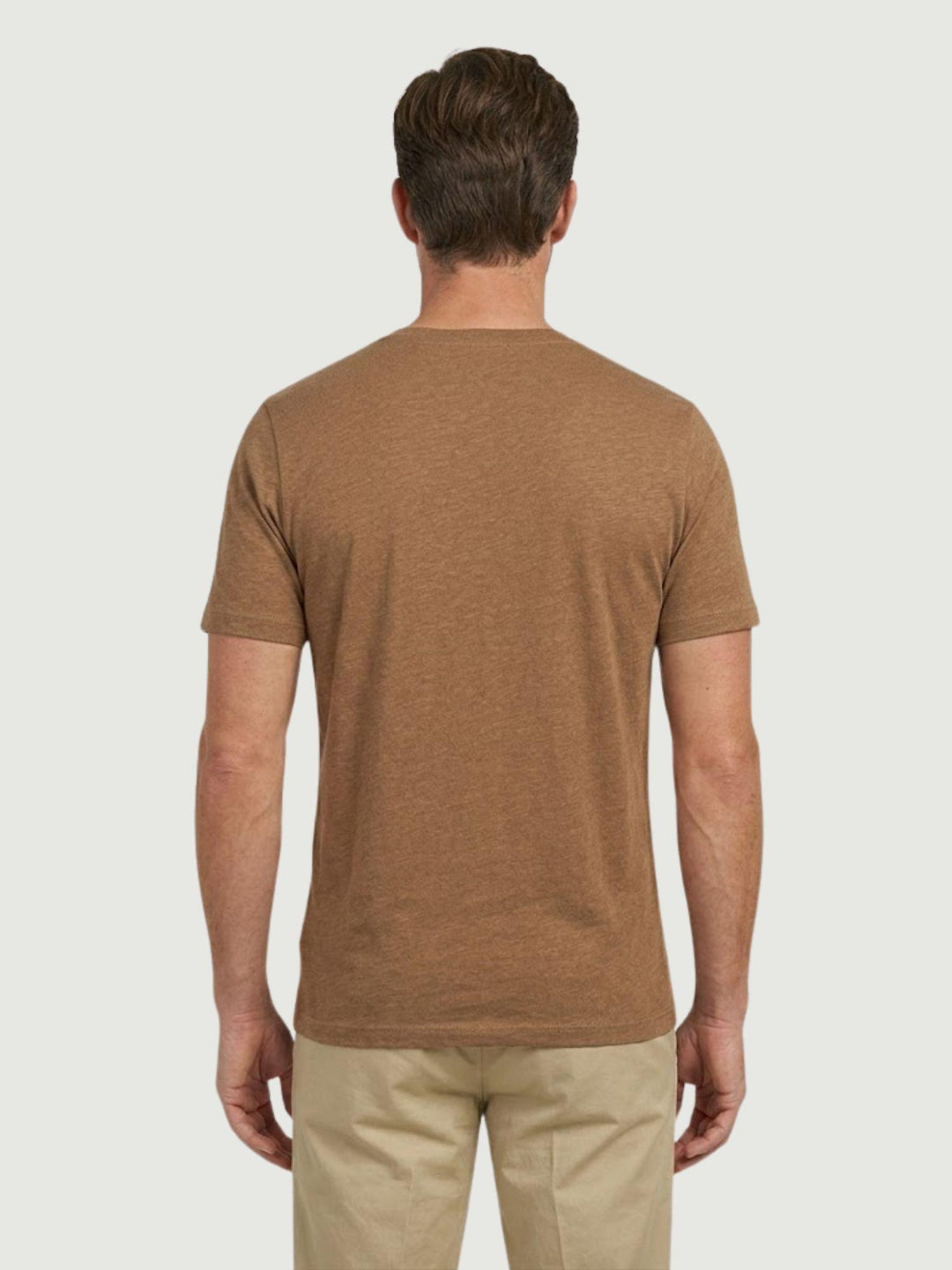 T-shirt girocollo in misto lino tabacco 6TS035875U TABACCO ANDREA MORANDO 