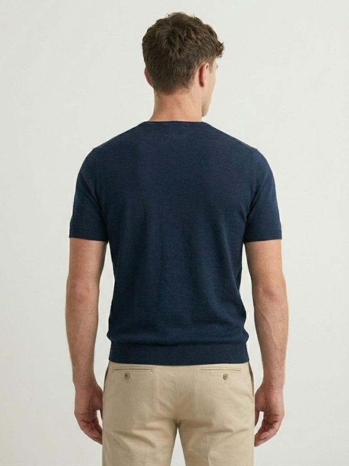 T-shirt in maglina di cotone blu VITTI BLU ANDREA MORANDO 