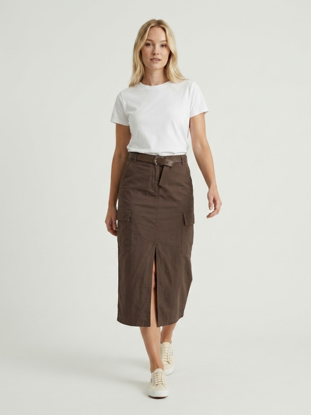 Gonna cargo midi in cotone testa di moro 6105 MORO ANDREA MORANDO 