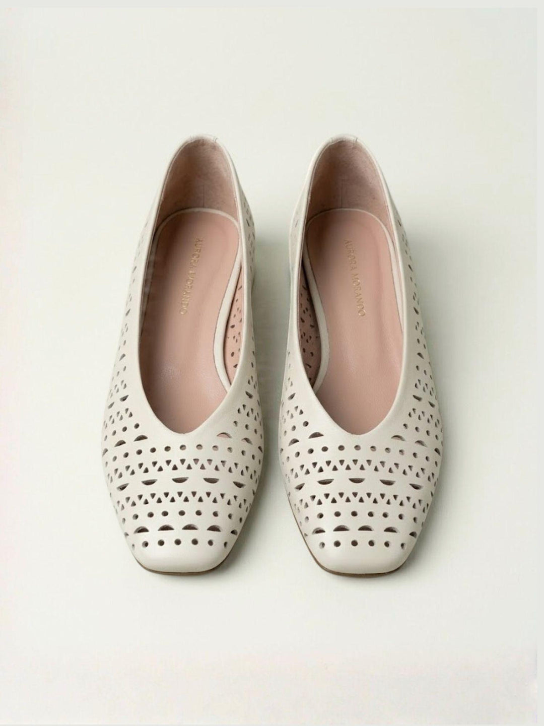 Ballerina traforata in pelle panna DARIA102G panna ANDREA MORANDO 