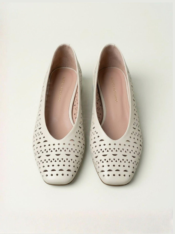 Ballerina traforata in pelle panna DARIA102G panna ANDREA MORANDO 