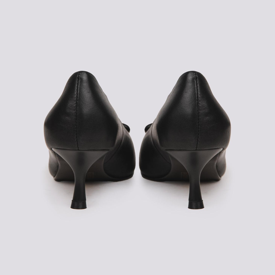 DECOLLETE CON APPLICAZIONE FRONTALE IN PELLE NERA 610Z10VK NEGRO ANDREA MORANDO 