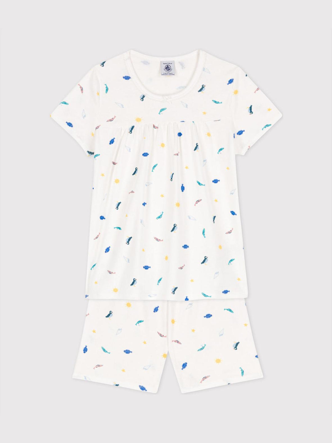 Pigiama corto bambina in cotone con animali marini A06XW 01 PETIT BATEAU 