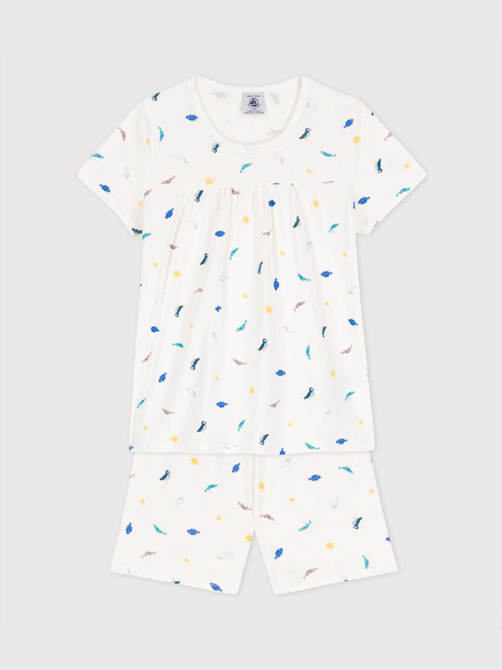 Pigiama corto bambina in cotone con animali marini A06XW 01 PETIT BATEAU 