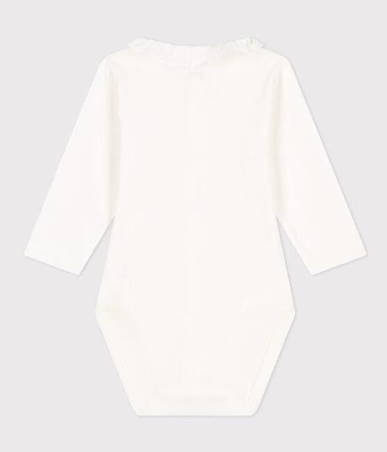 Body bianco in cotone a manica lunga con collaretto A0B71 01 PETIT BATEAU 