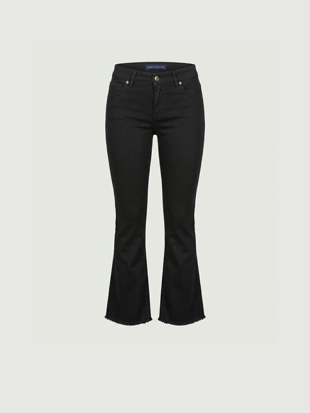 Pantalone a trombetta sfrangiato in cotone nero 80137G190 NERO ANDREA MORANDO 