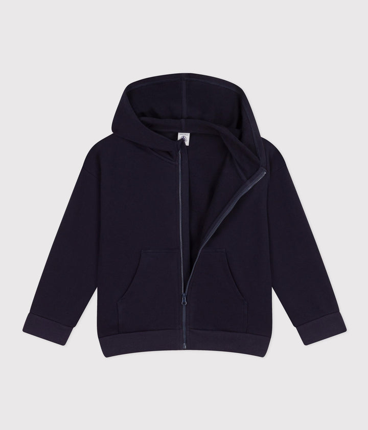 FELPA CON ZIP E CAPPUCCIO blu BAMBINO A0A1B 03 PETIT BATEAU 