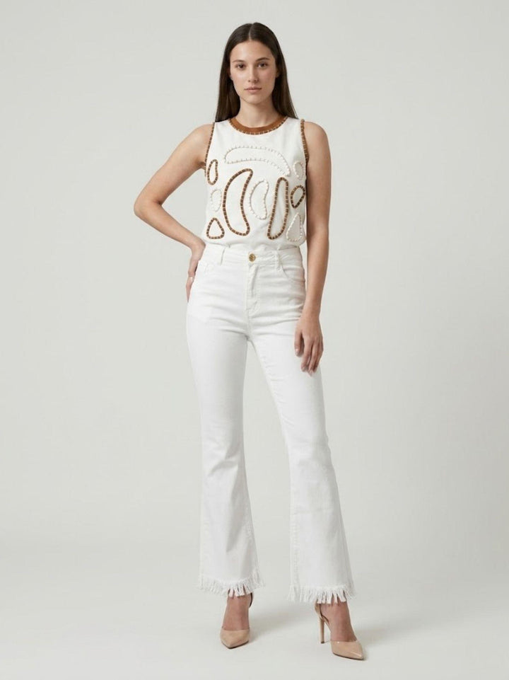 Jeans a zampa sfrangiati Morrison bianchi RO019 WHT ROSANNA OCAMPO 