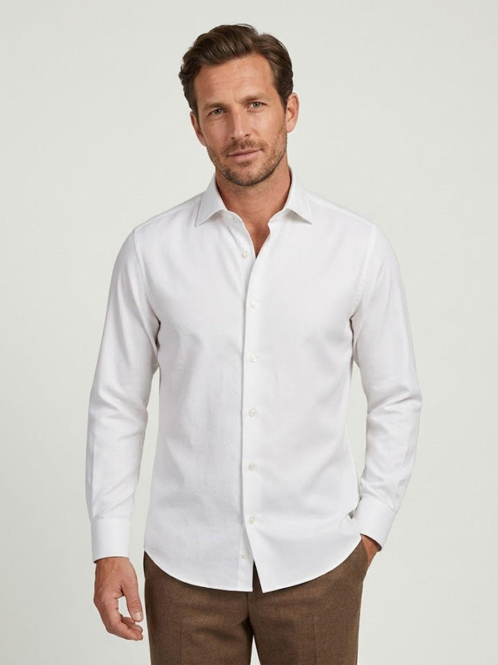 Camicia collo francese in cotone bianca slim PLATINO SPEC/SLIM 5041-00 ANDREA MORANDO 