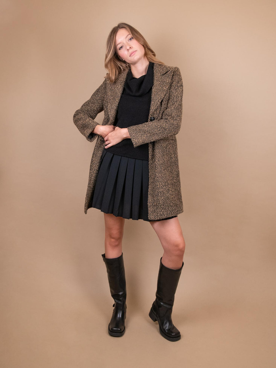 CAPPOTTO SPIGATO CUOIO E NERO 9992CBS 51 ANDREA MORANDO 