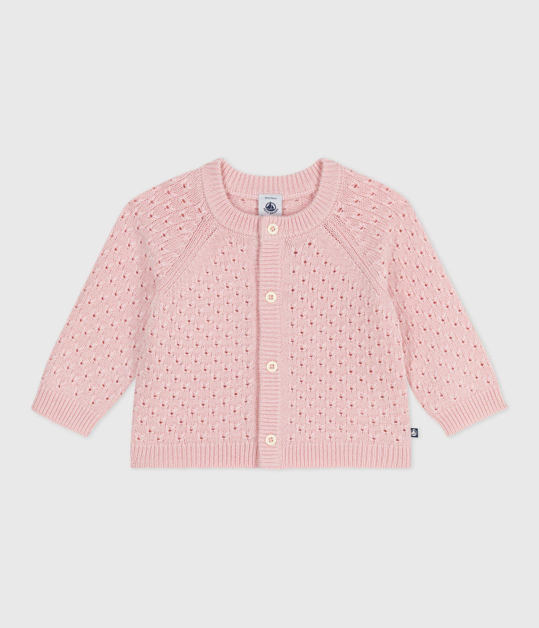Cardigan in maglia di misto lana e cotone rosa A0DUB 01 PETIT BATEAU 