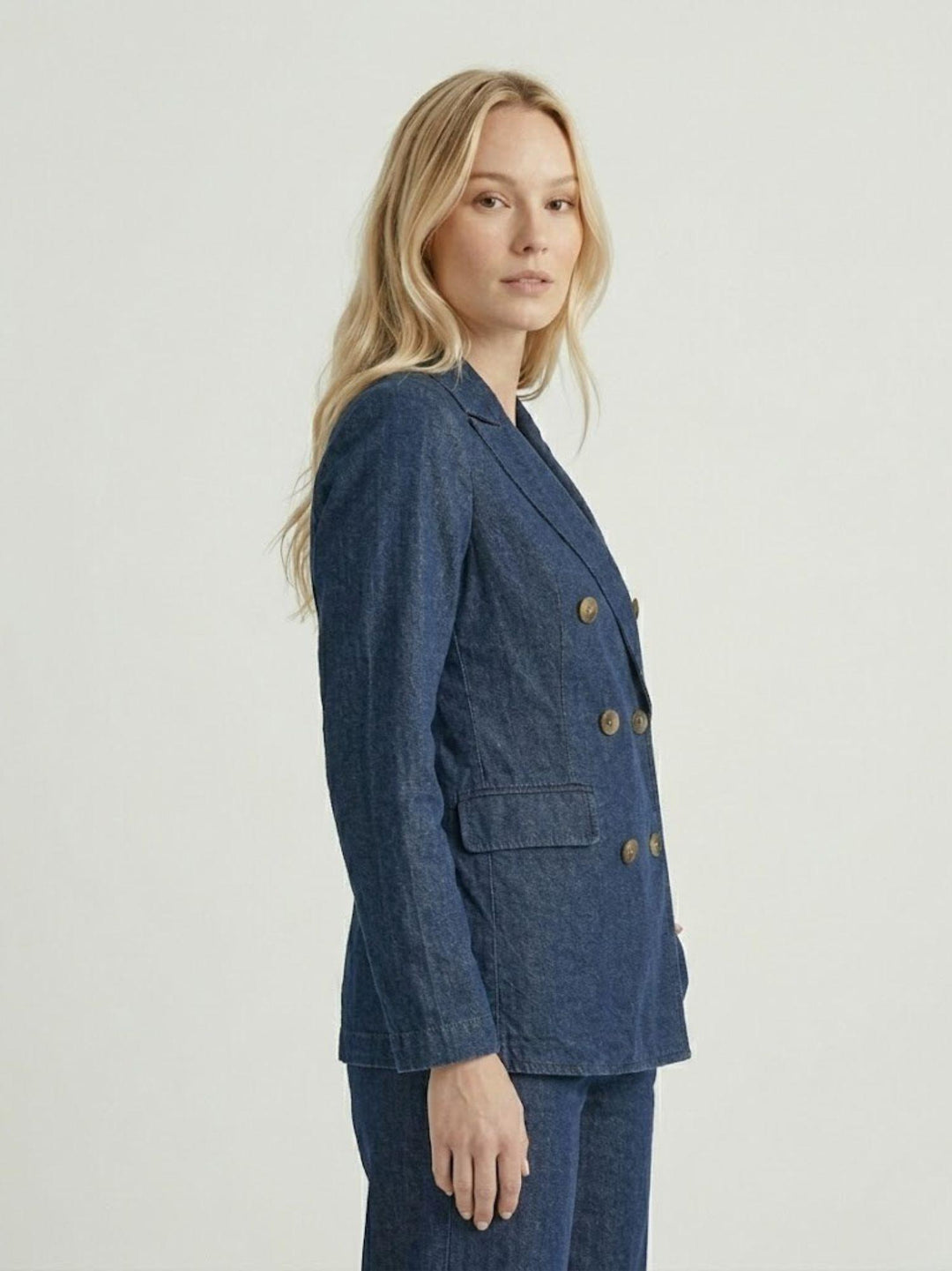 Blazer doppiopetto chambray in cotone lavaggio medio 3352CH MEDIO ANDREA MORANDO 